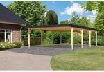 Karibu Doppelcarport Leimholz 2 Naturbelassen 246,5 x 528 x 700 cm