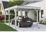 Skan Holz Carport Grunewald 321 cm x 554 cm mit Aluminiumdach Wei&szlig;
