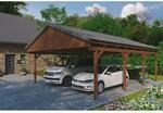 Skan Holz Carport Fichtelberg 618 cm x 808 cm Dachlattung Nussbaum