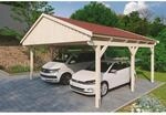 Skan Holz Carport Fichtelberg 618 cm x 566 cm Rote Schindeln Natur