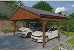 Skan Holz Carport Fichtelberg 618 cm x 566 cm Dachlattung Nussbaum