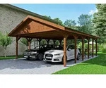 Satteldach-Carport Wallgau Nussbaum 620 x 900 cm schwarze Schindeln