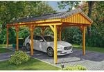 Skan Holz Carport Fichtelberg 317 cm x 808 cm Dachlattung Eiche Hell