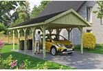 Satteldach-Carport Wallgau 430 x 750 cm schwarze Schindeln