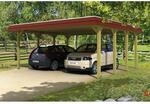 Skan Holz Carport Spreewald 585 cm x 589 cm rote Blende