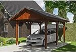 Satteldach-Carport Wallgau Nussbaum 380 x 500 cm Dachlattung