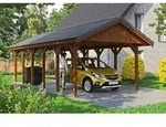Satteldach-Carport Wallgau Nussbaum 430 x 900 cm Dachlattung