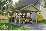 Satteldach-Carport Wallgau 430 x 750 cm rote Schindeln