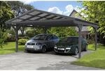 Skan Holz Carport Westerwald 570 cm x 648 cm gerade Kopfb&auml;nder Schiefergrau