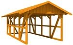 Skan Holz Carport Schwarzwald m. Dachschalung u. R&uuml;ckwand 424 x 772 cm Eiche