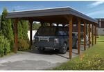 Skan Holz Carport Spreewald 396 cm x 893 cm EPDM Dachbahn Nussbaum