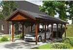 Satteldach-Carport Wallgau Nussbaum 380 x 900 cm Dachlattung