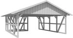 Skan Holz Carport Schwarzwald m. Dachschalung u. Abstellr. A 684 x 772 cm Wei&szlig;