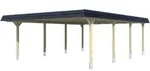 Skan Holz Doppelcarport Wendland Nussbaum 630 x 879 cm Alu-Dach Blende Schwarz