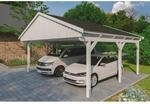 Skan Holz Carport Fichtelberg 618 cm x 566 cm Schwarze Schindeln Wei&szlig;