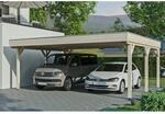Skan Holz Carport Grunewald 622 cm x 554 cm mit Aluminiumdach Natur