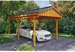 Skan Holz Carport Fichtelberg 317 cm x 566 cm Dachlattung Eiche Hell