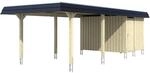 Skan Holz Carport Wendland Nussbaum + Anbau 362 x 870cm EPDM-Dach Blende Schwarz