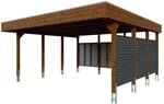 Skan Holz Carport Friesland Hybrid 557 cm x 555 cm Nussbaum