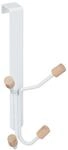 Relaxdays T&uuml;rhaken 5er Set Eisen Buchenholz Wei&szlig; Natur Vierfach 19 cm x 9 cm x 8 cm