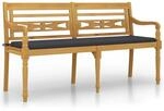 vidaXL Batavia-Bank mit Anthrazit Kissen Massivholz Teak 150 cm