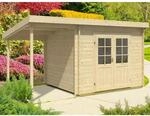 Alpholz Gartenhaus Maria-40 Natur 300 x 250 cm + 150 cm Schleppdach, impr&auml;gniert
