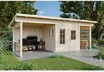 Skan Holz Holz-Gartenhaus Namur Pultdach Unbehandelt 690 cm x 250 cm