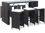 vidaXL 7-tlg Gartenbar-Set mit Auflagen Poly Rattan Schwarz Modell 2