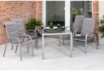 Merxx Amalfi di Lusso Set 5-tlg. 4 Stapelsessel Gartentisch 150x90 cm Silber