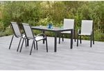 Merxx Amalfi Set 5-tlg. 4 Stapelsessel Gartentisch 150 x 90 cm Diamantbraun