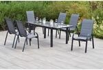 Merxx Amalfi Set 7 -tlg. 6 Stapelsessel Gartentisch Ausziehbar 140 (200) x 90 cm