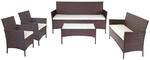 MCW 3-2-1-1 Poly-Rattan Garnitur Hamar Braun-meliert Kissen Creme
