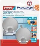 Tesa Selbstklebehaken Edelstahl Rund 2 St&uuml;ck mit 4 x Powerstrips Small