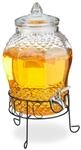 Relaxdays Getr&auml;nkespender Glas Edelstahl Eisen Transparent mit St&auml;nder 8 L 47...