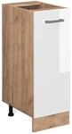 Vicco Apothekerschrank R-Line Wei&szlig; Hochglanz/Goldkraft Eiche 30 cm ohne