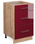 Vicco K&uuml;chenunterschrank Fame-Line Bordeaux Hochglanz/Goldkraft Eiche 50 cm...