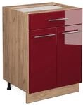 Vicco K&uuml;chenunterschrank Fame-Line Bordeaux Hochglanz/Goldkraft Eiche 60 cm mit