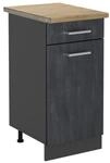 Vicco K&uuml;chenunterschrank R-Line Schwarz Beton/Anthrazit 40 cm AP Eiche