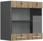 Vicco K&uuml;chenglasschrank R-Line Glash&auml;ngeschrank Artisan-Eiche/Anthrazit 60 cm