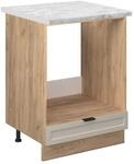 Vicco Herdumbauschrank Fame-Line Herdschrank GrauBeige 60 cm AP Marmor mit...