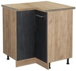 Vicco Eckunterschrank R-Line Schwarz Beton/Goldkraft Eiche 76 cm AP Eiche