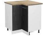 Vicco Eckunterschrank R-Line K&uuml;chen Eckschrank Schwarz Beton/Wei&szlig; 76 cm AP...