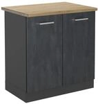 Vicco Sp&uuml;lenunterschrank R-Line Schwarz Beton/Anthrazit 80 cm AP Eiche