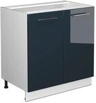 Vicco Sp&uuml;lenunterschrank Fame-Line Dunkelblau Hochglanz/Wei&szlig; 80 cm ohne