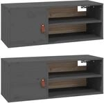 vidaXL Wandschr&auml;nke 2 Stk Grau 80x30x30 cm Massivholz Kiefer 818390