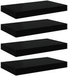 vidaXL Schweberegale 4 Stk Schwarz 40x23x3,8 cm MDF 323828