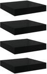 vidaXL Schweberegale 4 Stk Hochglanz-Schwarz 23x23,5x3,8 cm MDF 323762