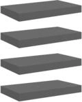 vidaXL Schweberegale 4 Stk Hochglanz-Grau 40x23x3,8 cm MDF 323786