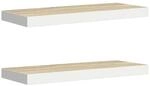 vidaXL Schweberegale 2 Stk Eichen-Optik und Wei&szlig; 60x23,5x3,8 cm MDF 326577