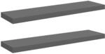 vidaXL Schweberegale 2 Stk Hochglanz-Grau 90x23,5x3,8 cm MDF 323797